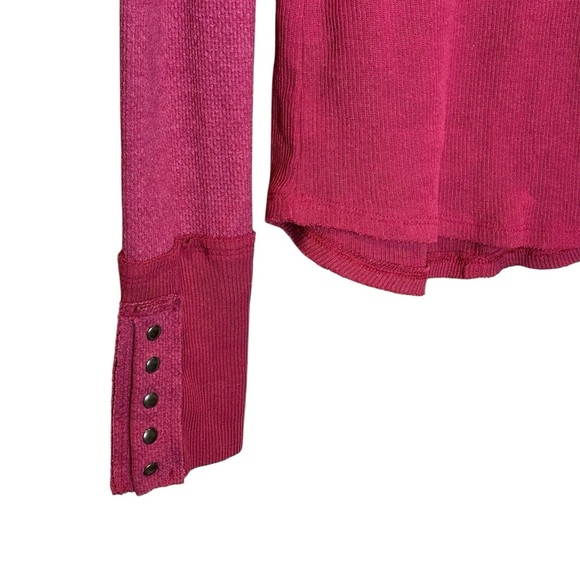 We The Free Sweater Maroon Knit Long Sleeve Mock Neck Ribbed Pullover Size Large - Picture 3 of 8